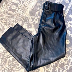 Black Leather Straight Leg Pants From Zara